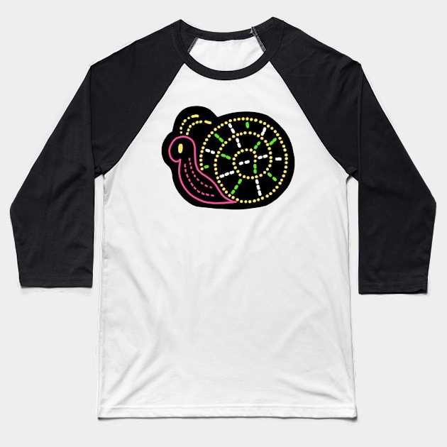 Whirley Snail Electrical Parade Baseball T-Shirt by lyndsiemark